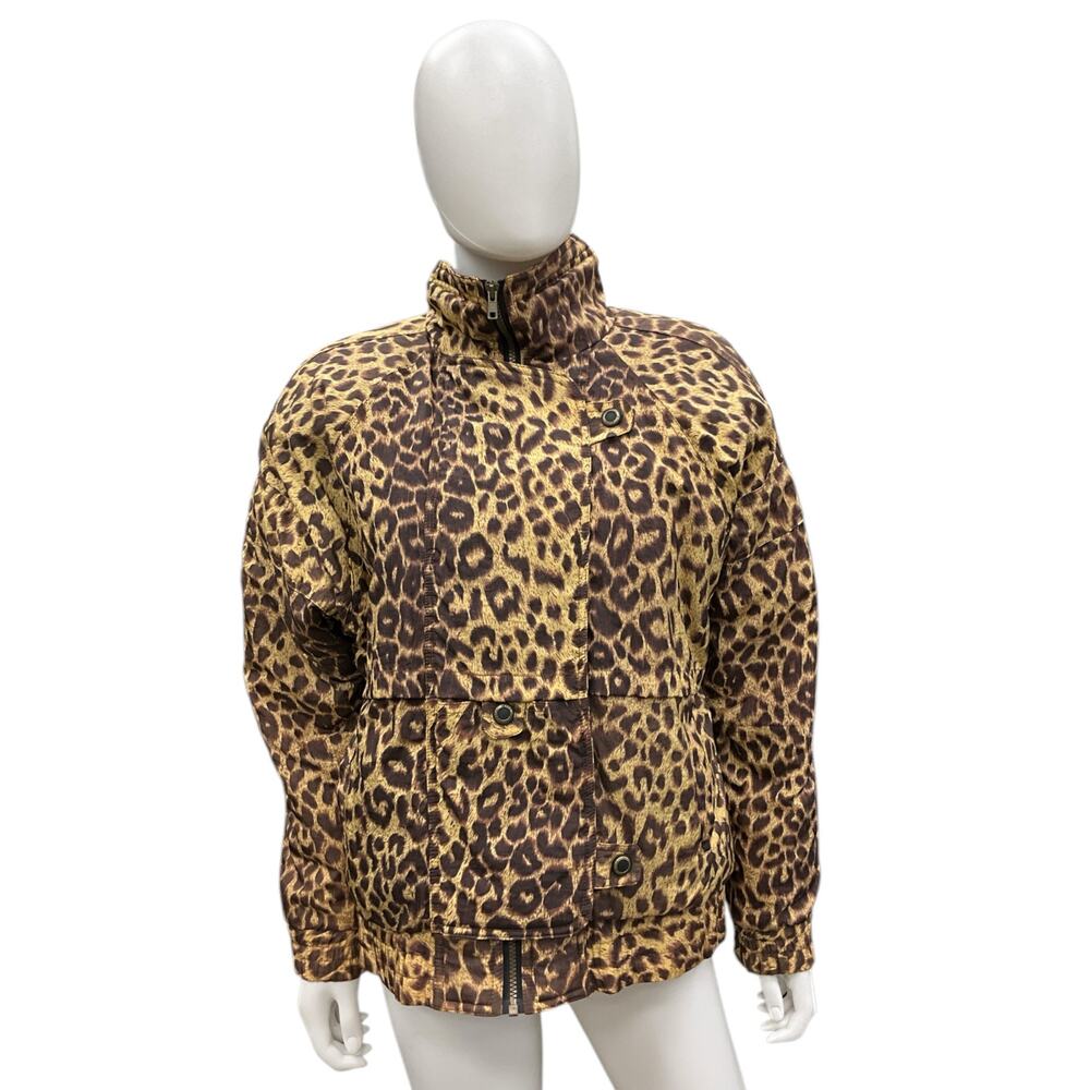 Vintage Kaos by Andy Johns Puffy Bomber Jacket Women’s Size S/M Leopard Print
